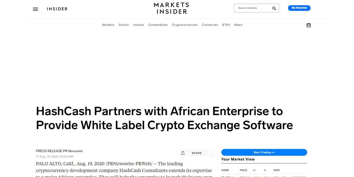 HashCash Partners with African Enterprise