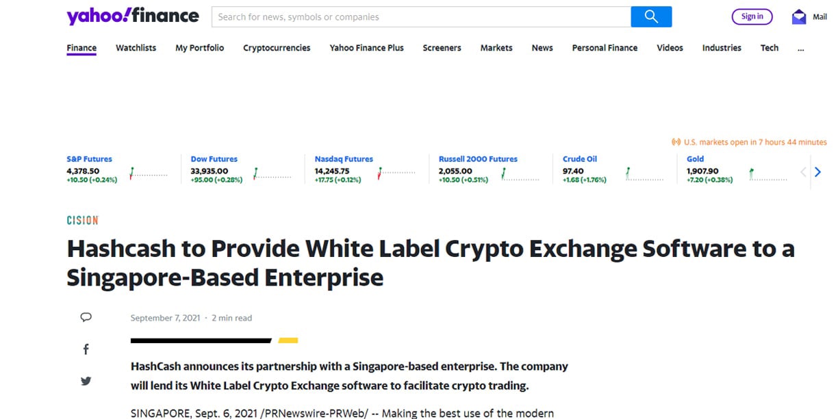 HashCash White Label Crypto Exchange Software Based Singapore