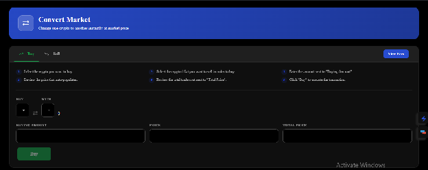 Crypto convert interface